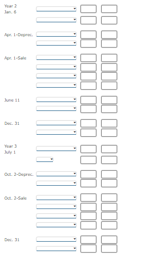 well. highlight the final answers Transactions for Fixed Assets, Including Sale Year