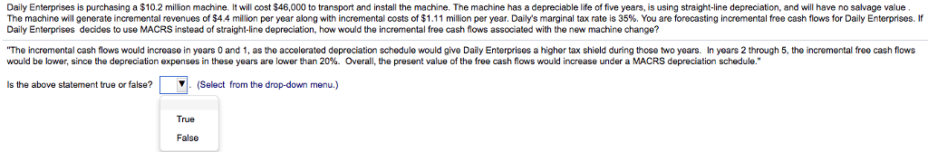  Daily Enterprises is purchasing a $10.2 million machine. It will cost