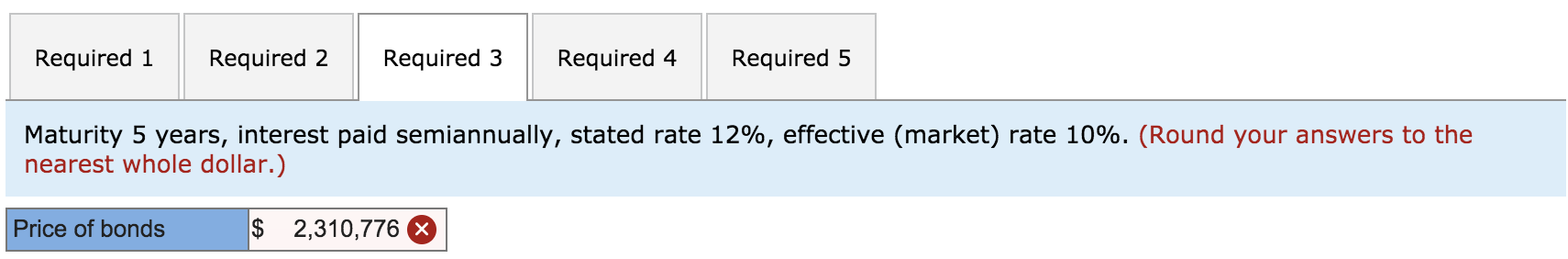 Complete the below table to calculate the price of a $1.5 million