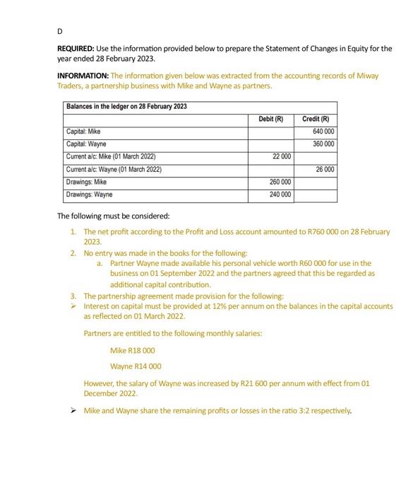 i will apreciate a detailed step byy step answer D REQUIRED: Use