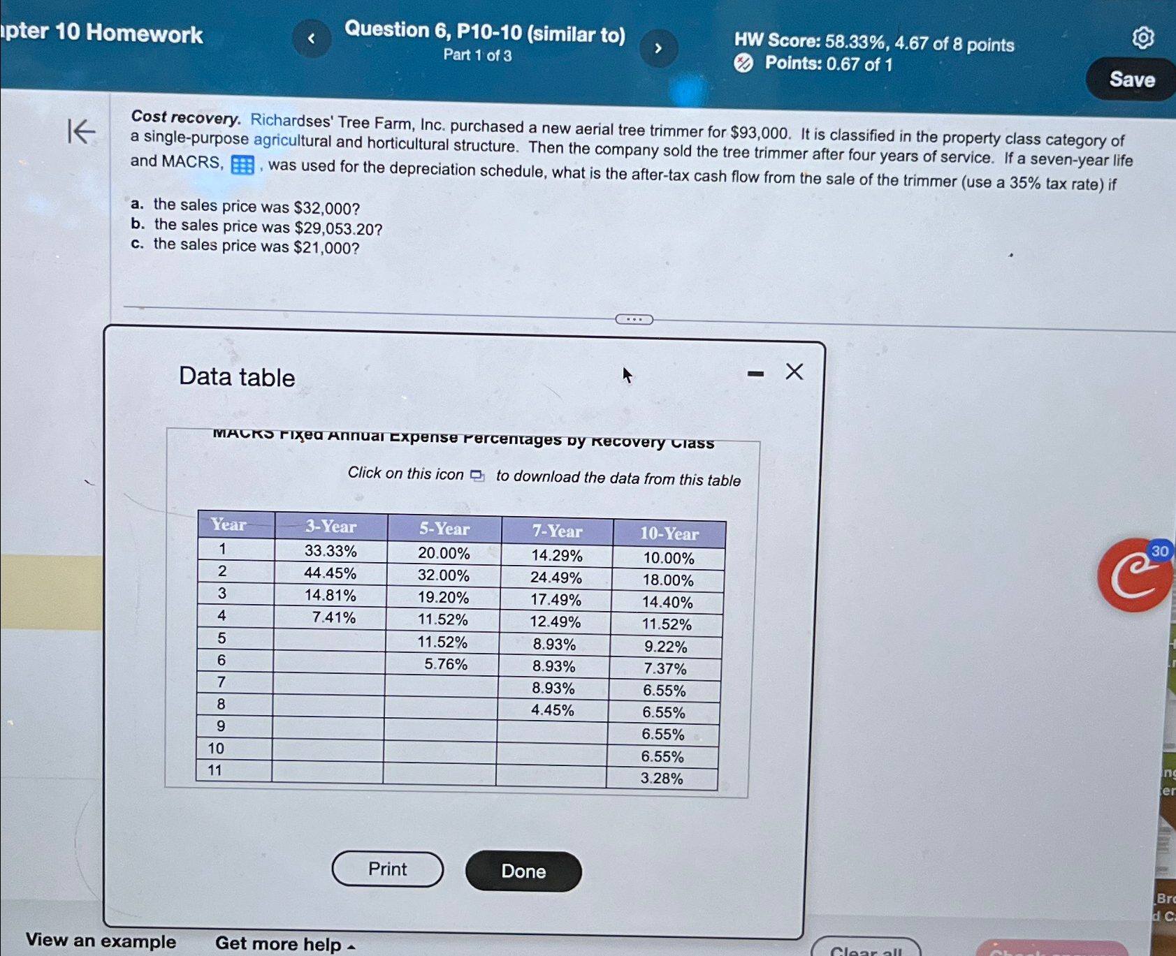  Ipter 10 Homework Question 6, P10-10(similar to) Part 1 of 3