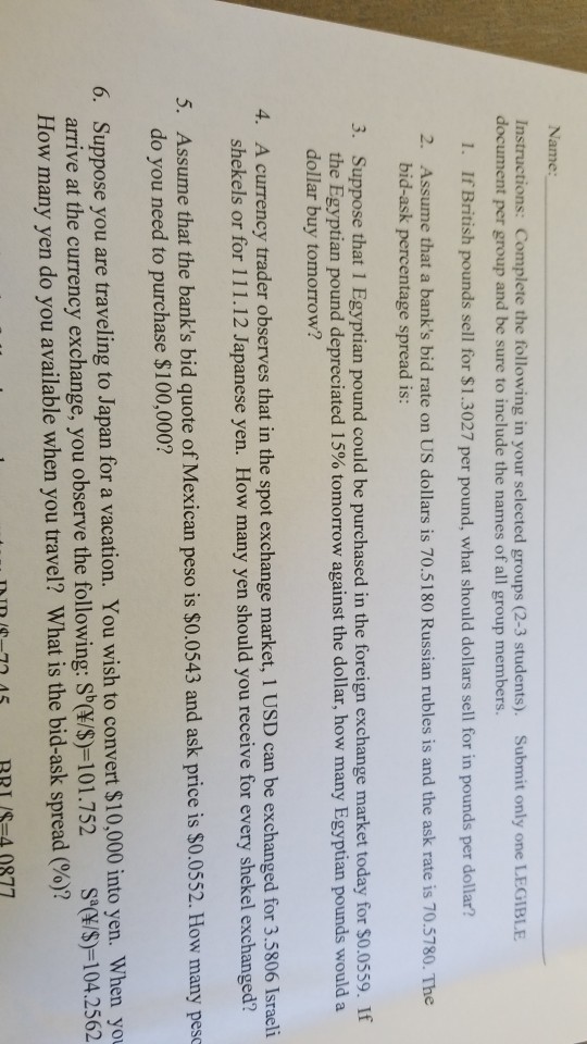 #2 please Name Instructions: Complete the following in your selected groups