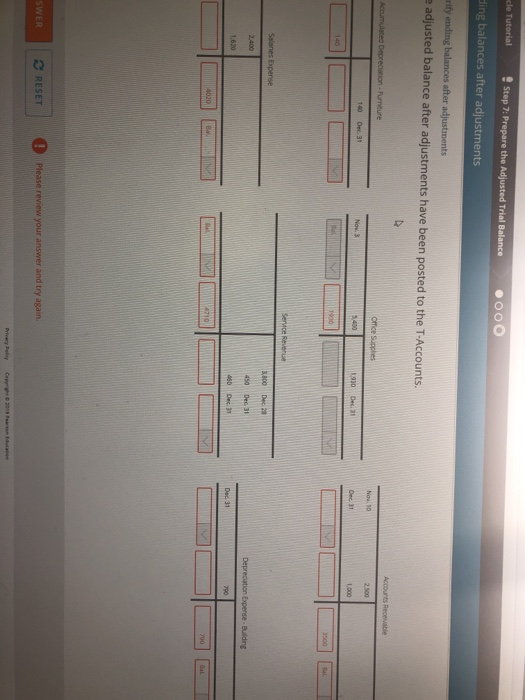  cle Tutorial Step 7: Prepare the Adjusted Trial Balance ding balances