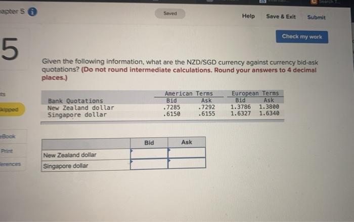  ETCH apter 5 Saved Help Save & Exit Submit Check my