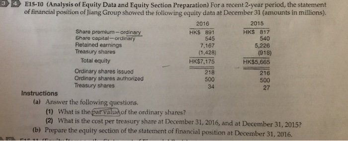 3 4 E15-10 (Analysis of Equity Data and Equity Section Preparation)