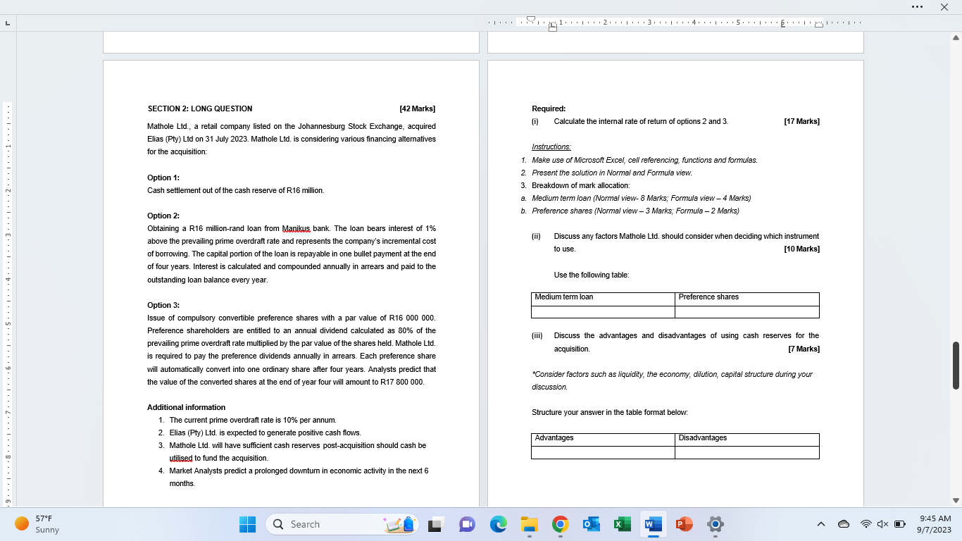  SECTION 2: LONG QUESTION [42 Marks] Mathole Ltd., a retail company