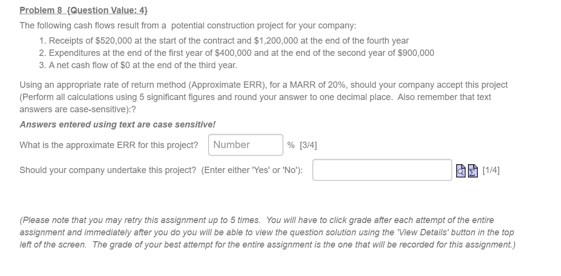 Could the answer be shown not utilizing excel. thanks Problem 8_{Question Value: