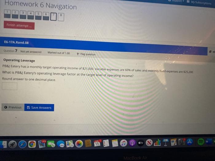  Homework 6 Navigation 1 MySpoons 4 5 Finish attempt E6-17A. Rand.08