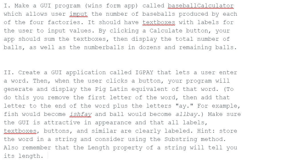 Microsoft Visual C# 2017 - Must be done in MS Visual Studio