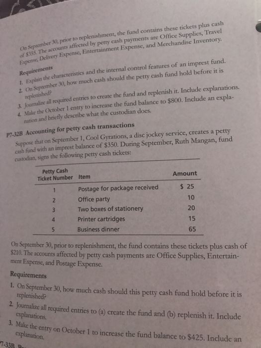 for petty cash transactions On September 1, Party Salad Dressings creates a