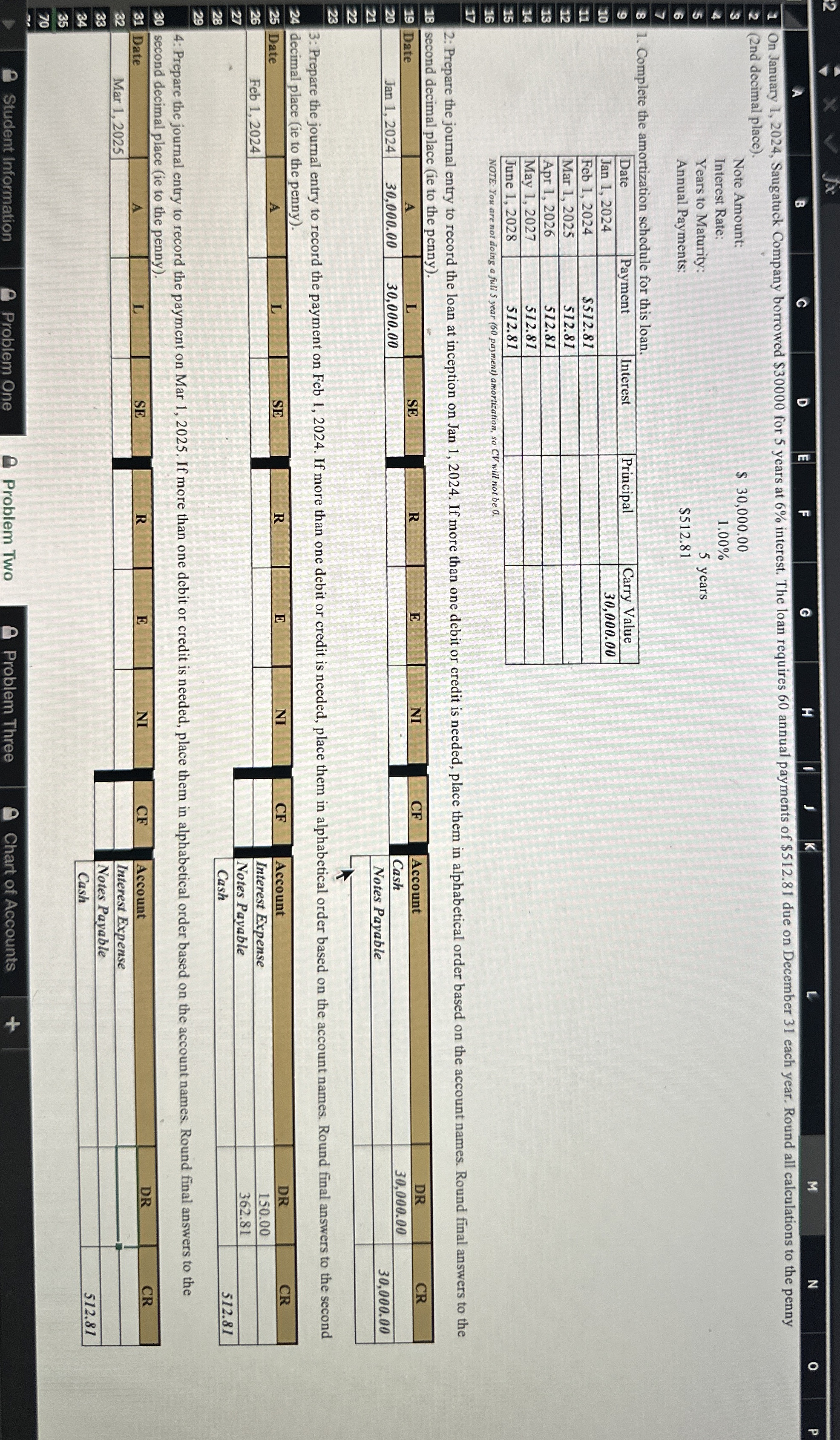  Chapter 9 problem 2 Note Amount: Interest Rate: Years to Maturity: