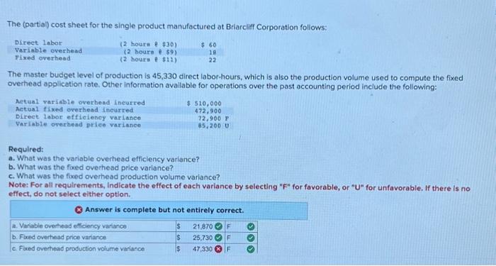 for C. fixed overhead production volume variance the answer is also not