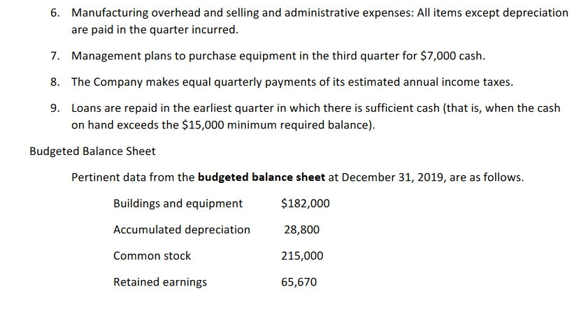 calculations. (2) Budgets should be correct and result in a Balance Sheet