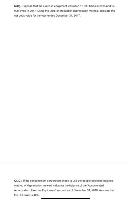 / amortization methods Spectacular Condo Corp. purchased exercise equipment for its recreation