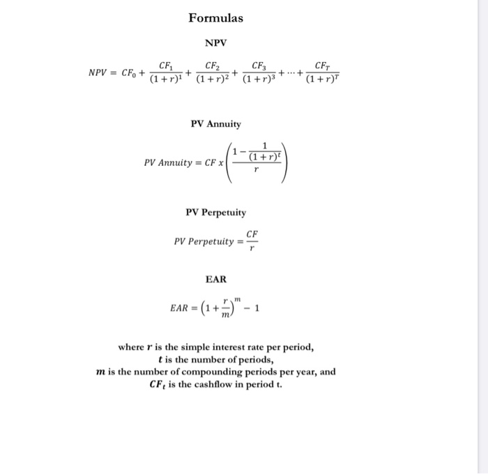  please can you do it manually. Thank you! Formulas NPV CECECF