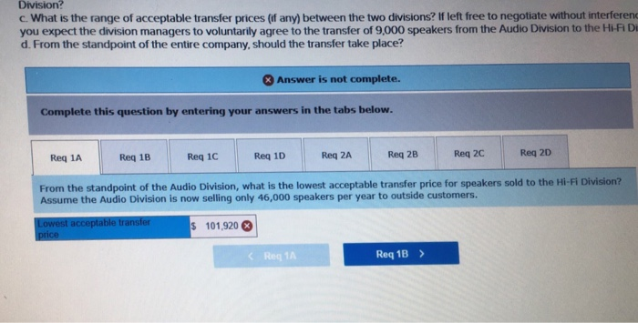 manufacturers of various audio products. Sales and cost data on Selling price