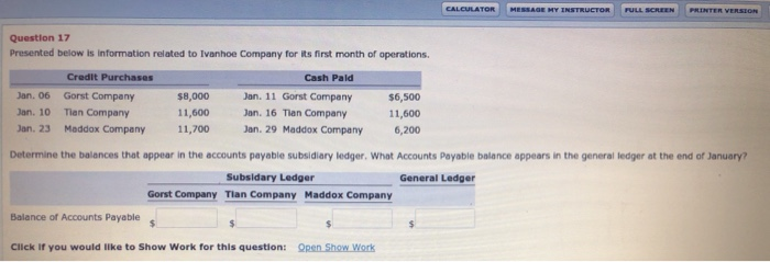 CALCULATOR MESSAGE MY INSTRUCTOR FULL SCREEN PRINTER VERSION Question 17 Presented