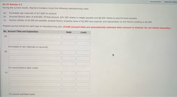  Do It! Review 2-2 Milner Company is working on two job