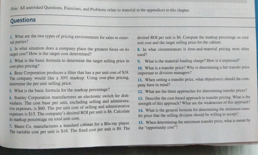 1,3,5 then 9 through 16 Note: All asterisked Questions, Exercises, and