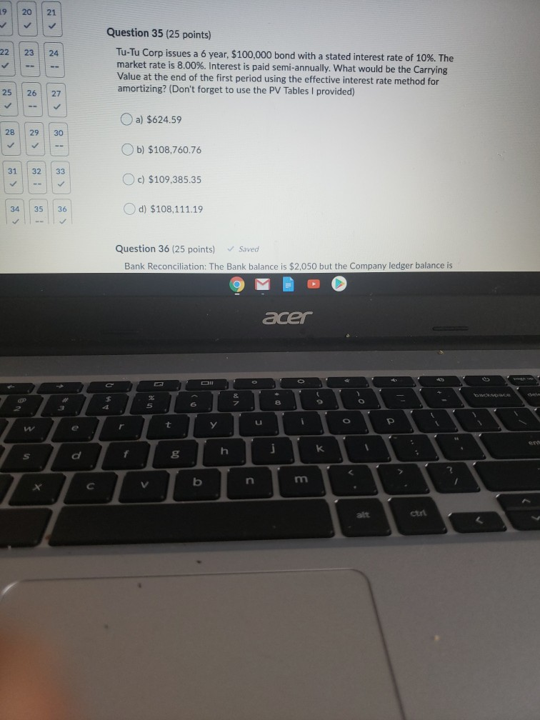  21 19 20 22 23 24 Question 35 (25 points) Tu-Tu