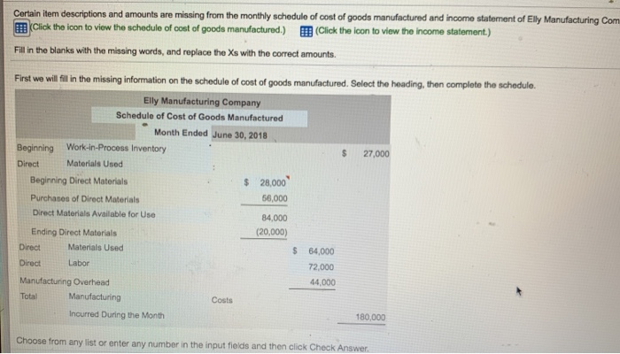 Click the icon to view the schedule of cost of goods manufactured.)