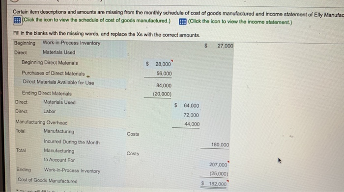 (Click the icon to view the income statement.) Fill in the blanks