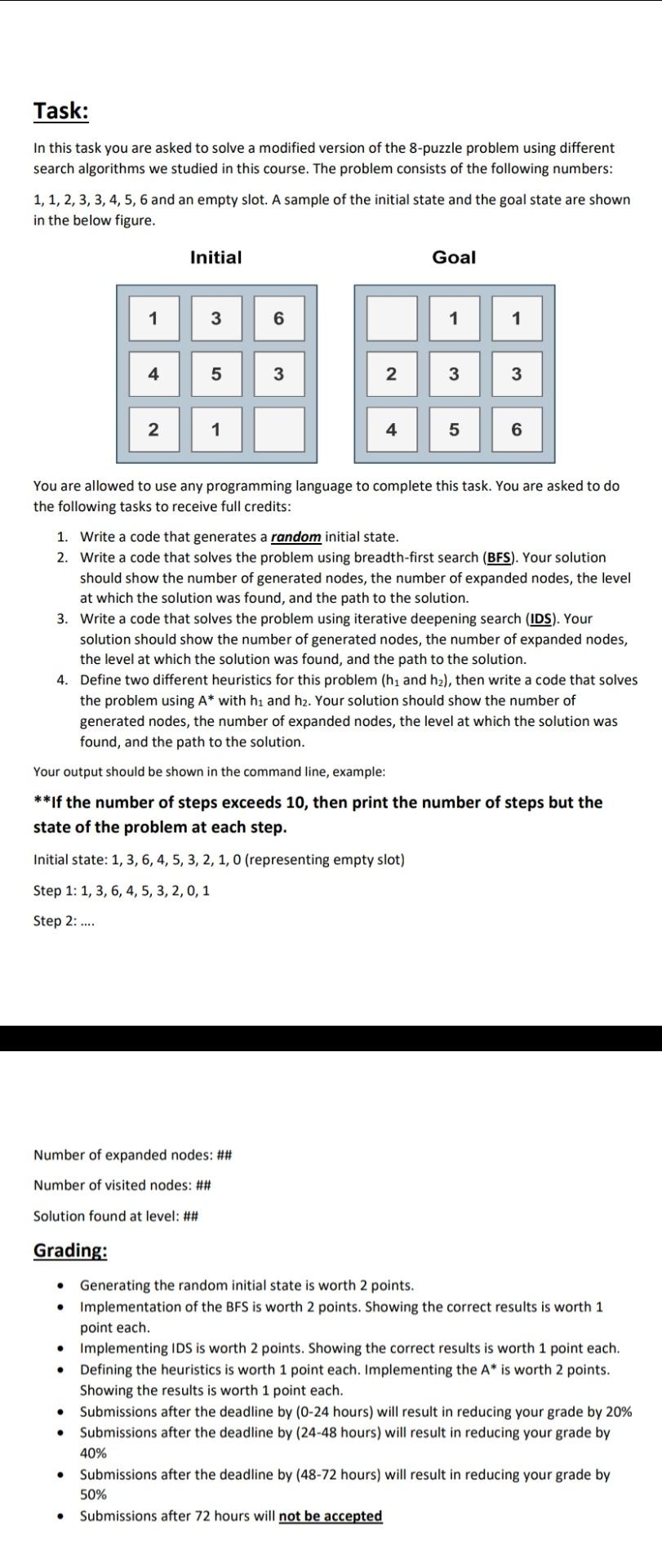 AI Task: In this task you are asked to solve a