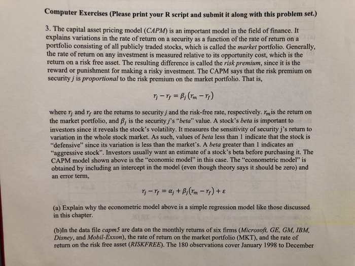  Computer Exercises (Please print your R seript and submit it along