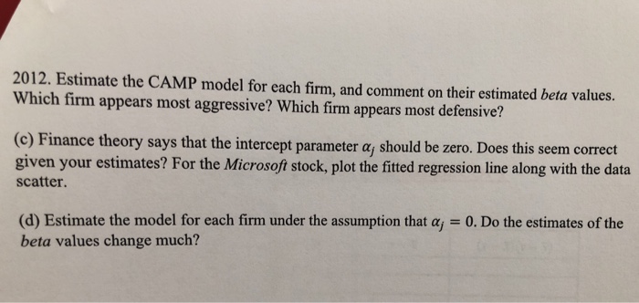 with this problem set.) 3. The capital asset pricing model (CAPM) is