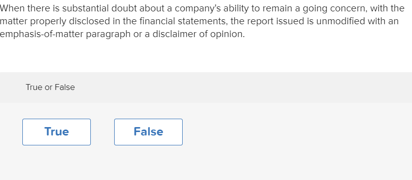  When there is substantial doubt about a company's ability to remain