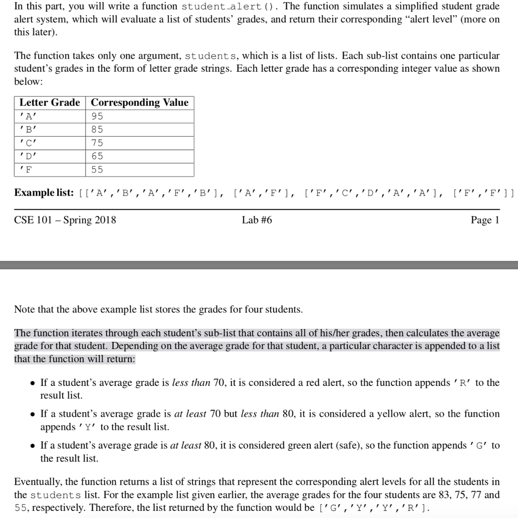  In this part, you will write a function student.alert (). The