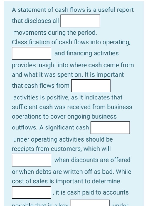 statement of cash flows is a useful report that discloses all movements
