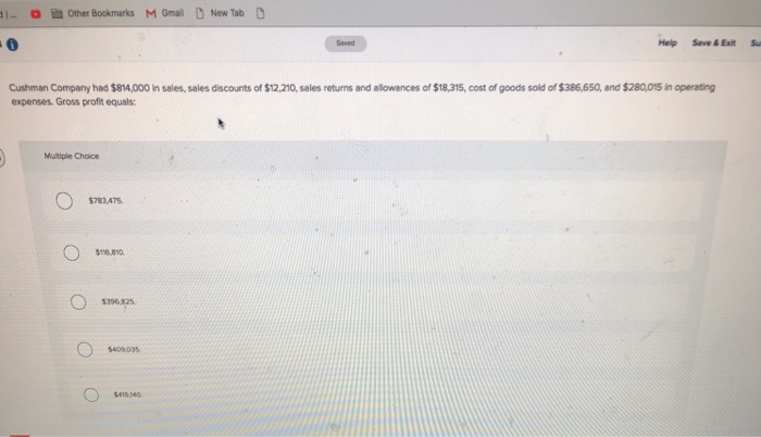  Help ASAP please 1-o Other Bockmarks M Gmail New Tab D