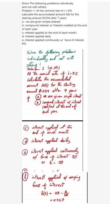 This Topic Is Financial Math Solve The following problems individually and not