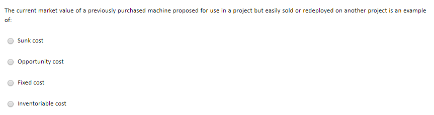 demolished. Select all that apply. capex for a new The market value