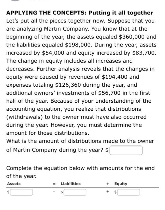  APPLYING THE CONCEPTS: Putting it all together Let's put all the