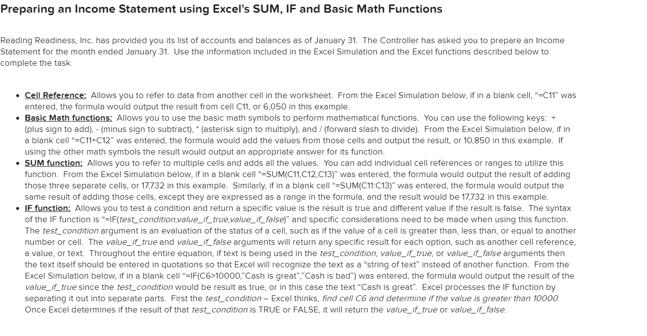  Preparing an Income Statement using Excel's SUM, IF and Basic Math