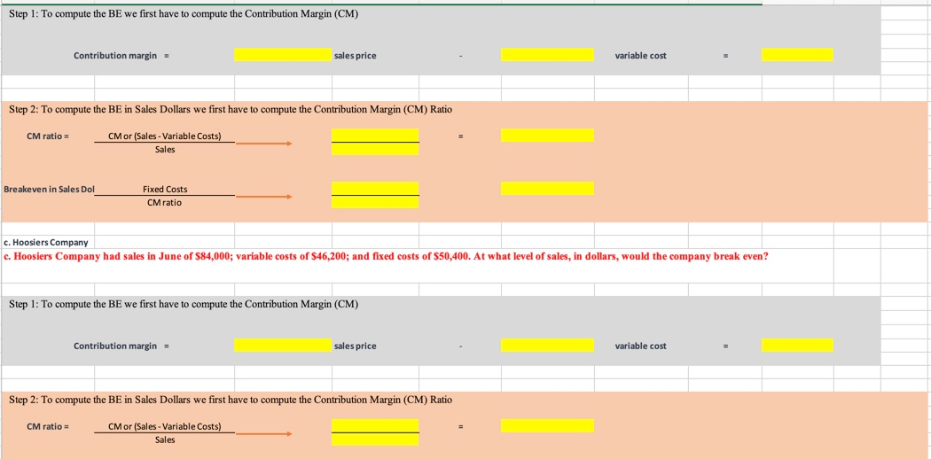 in each independent situation. a. Determine the contribution margin per unit and