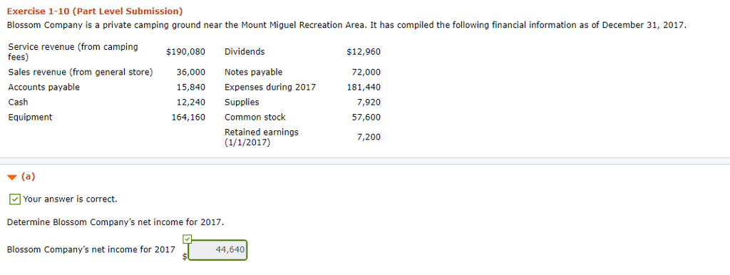 Trying to solve for (b1) using the given information. Exercise 1-10 (Part