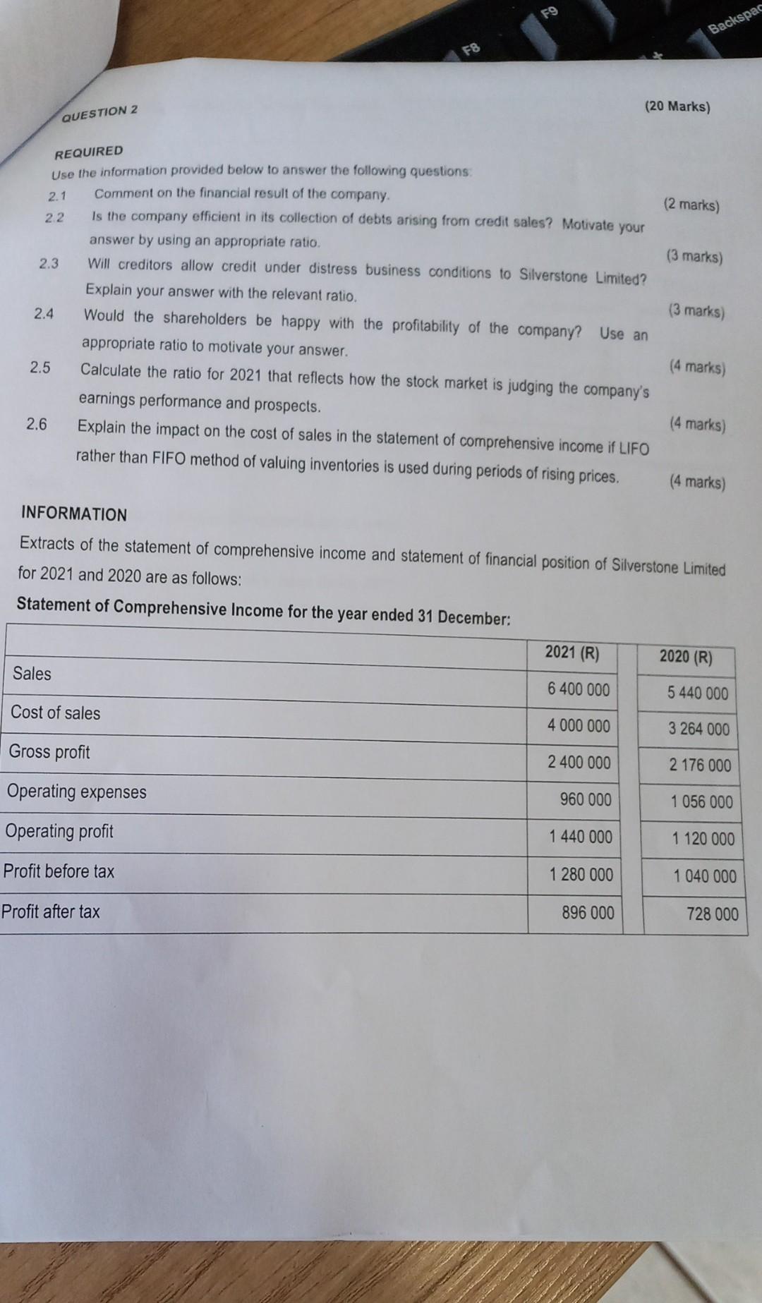  REQUIRED Use the information provided below to answer the following questions: