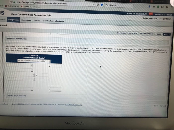 16e INTERMEDIATE 1-2-3 (576823) Gradebook ORION Downloadable eTextbook Exercise 19-17 Culver Co.