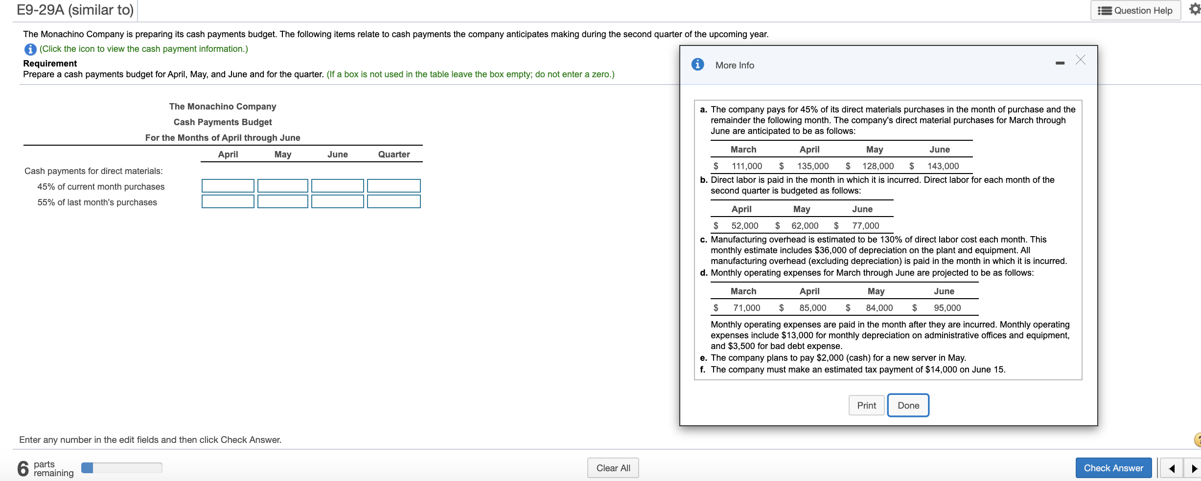  SIX small parts remaining to this one question please 