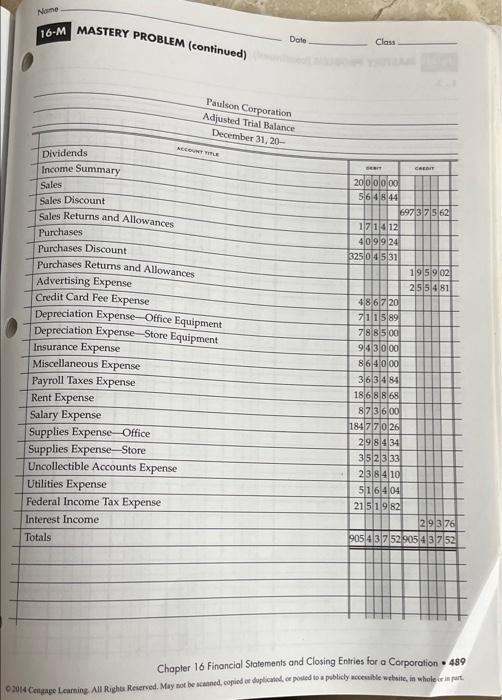 problem are given in the Working Papers. The beginning balance of Merchandise
