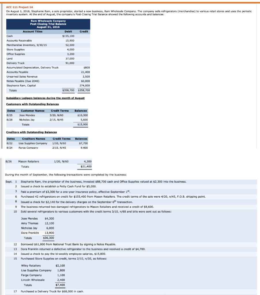  ACC 111 Project 1A On August 1, 2016, Stephanie Ram, a