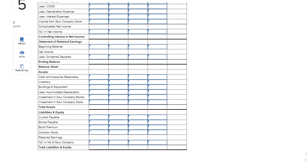 December 31, 20X4, are as follows: 5 points Soul Company Debit Credit