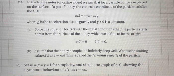 how to solve this question? 7.4 In the lecture notes (or online