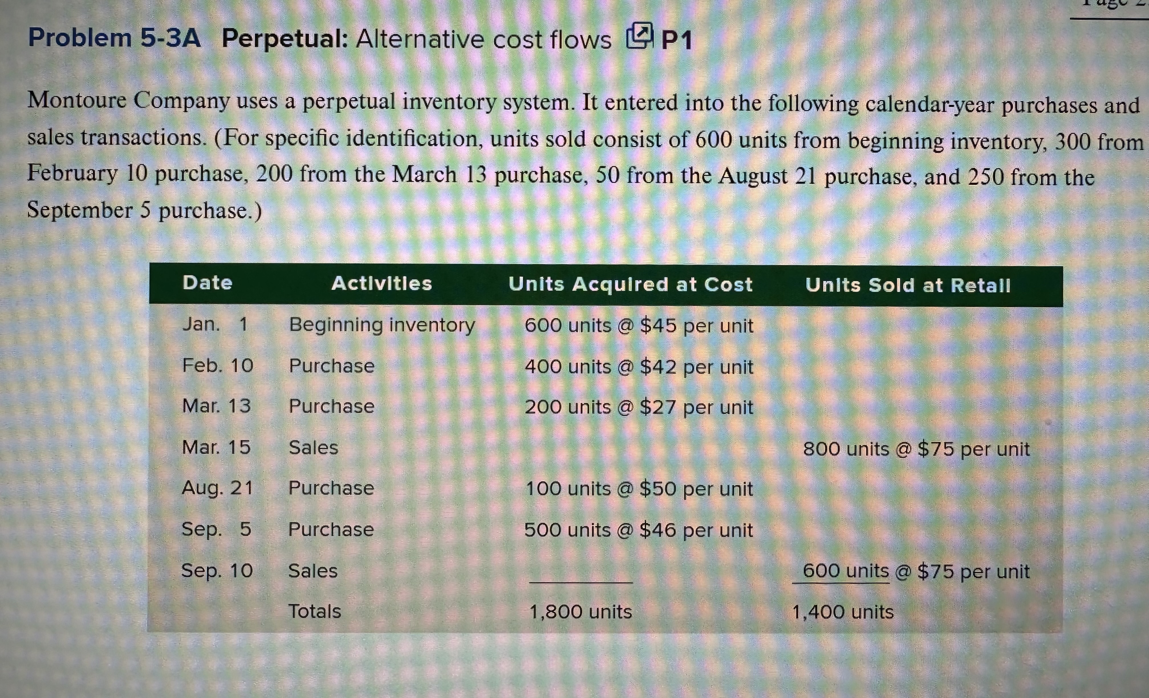  Problem 5-4A Periodic: Alternative cost flows P3 Refer to the information