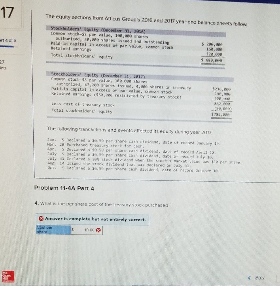  need answer 17 The equity sections from Atticus Group's 2016 and