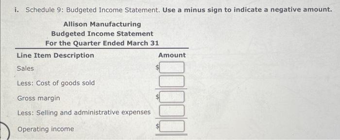 production policies and manufacturing specifications followed by Allison Manufacturing: a. Finished goods