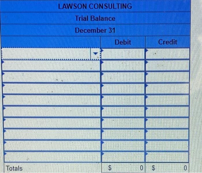 following information applies to the questions displayed below] Lawson Consulting, which began
